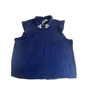Elle Tank Top Women's Size XXL  Blue  Spring Summer‎ Shirt Collar